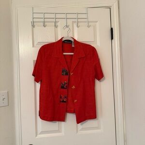 Sag Harbor burnt orange autumn blouse vintage detail button fall